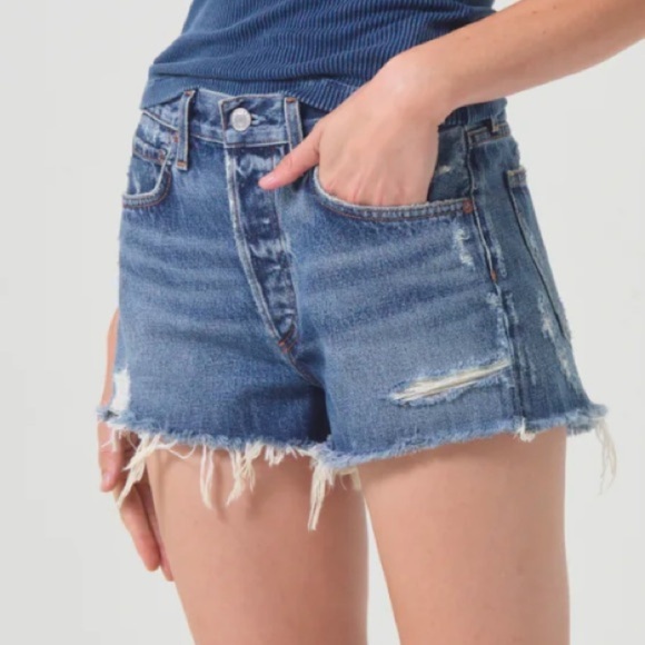 Agolde PARKER VINTAGE CUT OFF SHORT IN DARK SWAPMEET in size 29 - Picture 5 of 14